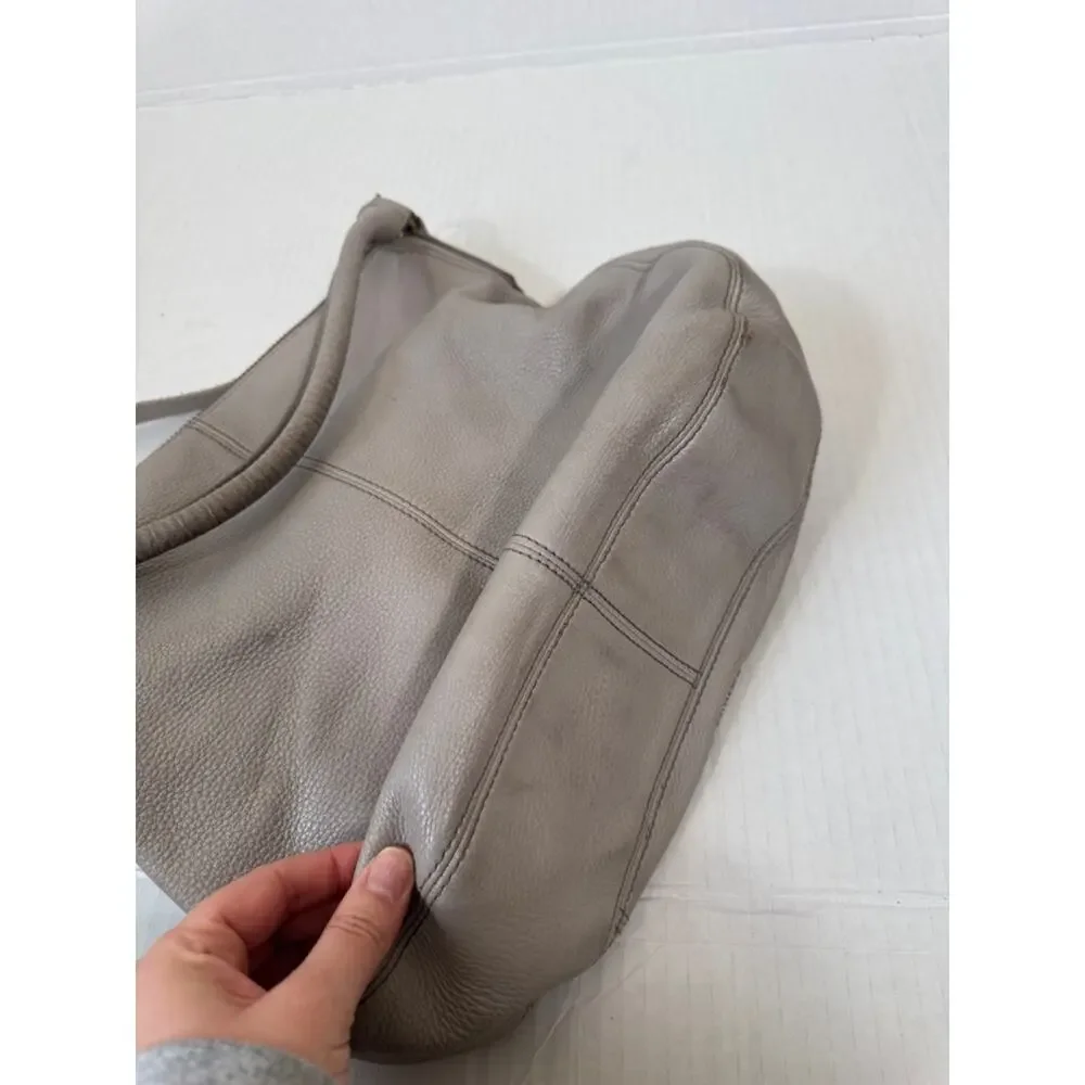 Fossil Grey Pebbled Leather Hobo Handbag Womens Purse Bag Fall Damaged